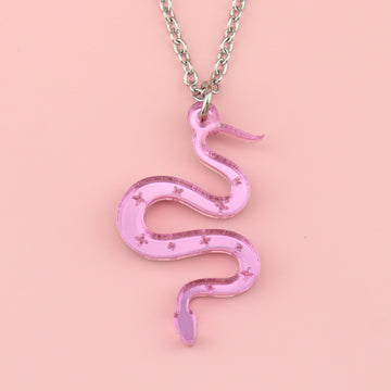There's a Snake in My Boot Pink Necklace - Sour Cherry