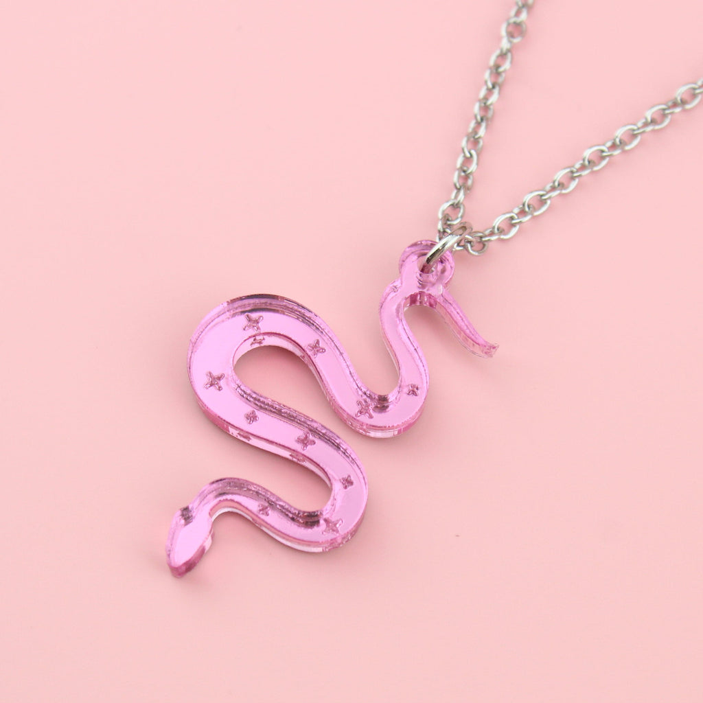 There's a Snake in My Boot Pink Necklace - Sour Cherry