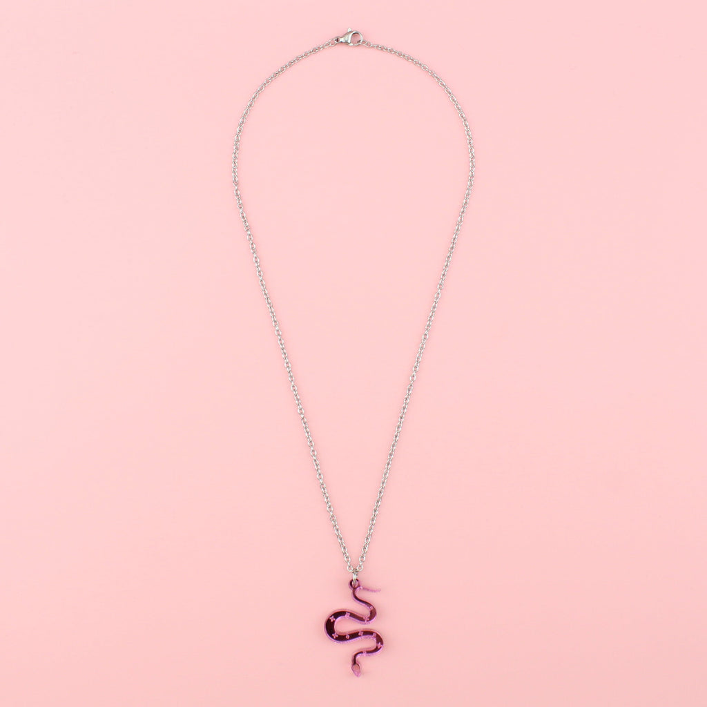 There's a Snake in My Boot Pink Necklace - Sour Cherry