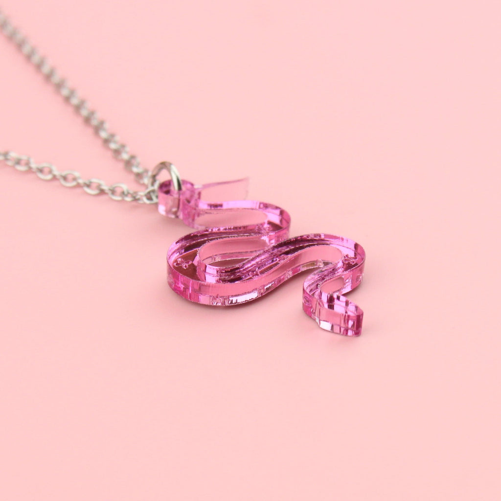 There's a Snake in My Boot Pink Necklace - Sour Cherry