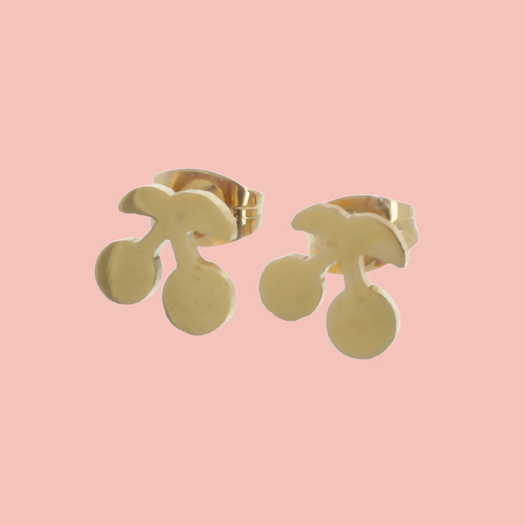 Tiny Cherry Stud Earrings (Gold Plated) - Sour Cherry