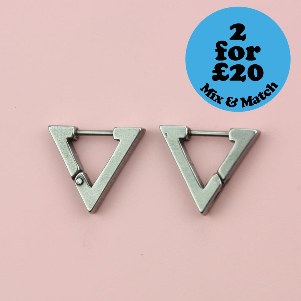 Triangle Huggie Hoop Earrings (Stainless Steel) - Sour Cherry