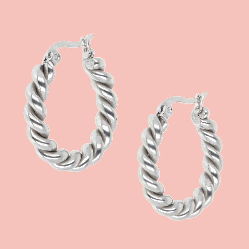 Twist and Shout Hoop Earrings - Sour Cherry