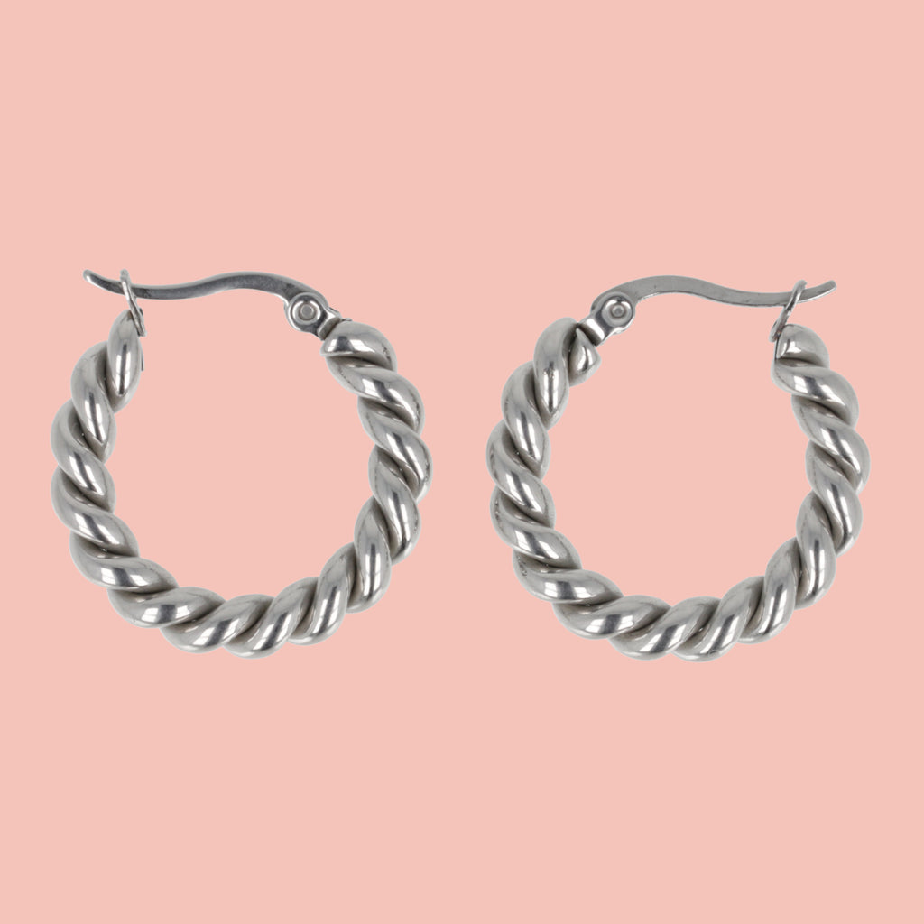 Twist and Shout Hoop Earrings - Sour Cherry
