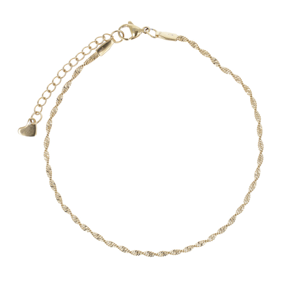 Twisted Anklet (Gold Plated) - Sour Cherry