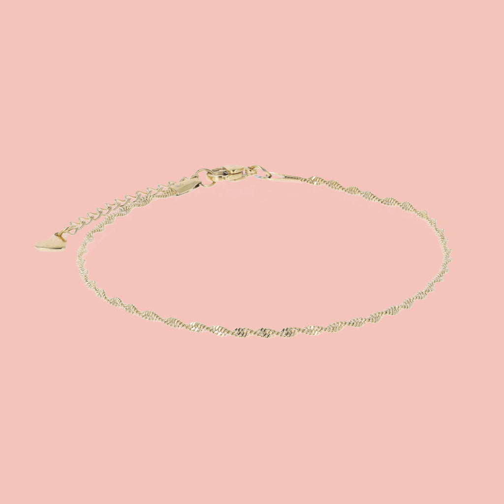 Twisted Anklet (Gold Plated) - Sour Cherry