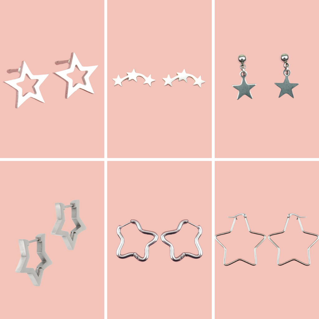 Star Earrings Bundle (6 Pairs) - Sour Cherry
