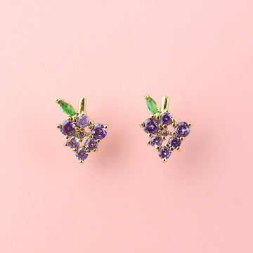 Vineyard Vibes Grapes Stud Earrings - Sour Cherry