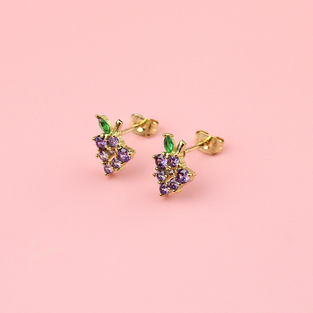 Vineyard Vibes Grapes Stud Earrings - Sour Cherry