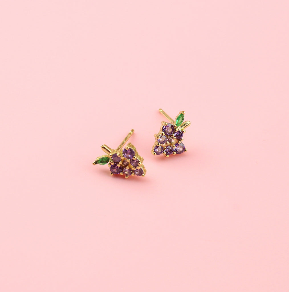 Vineyard Vibes Grapes Stud Earrings - Sour Cherry