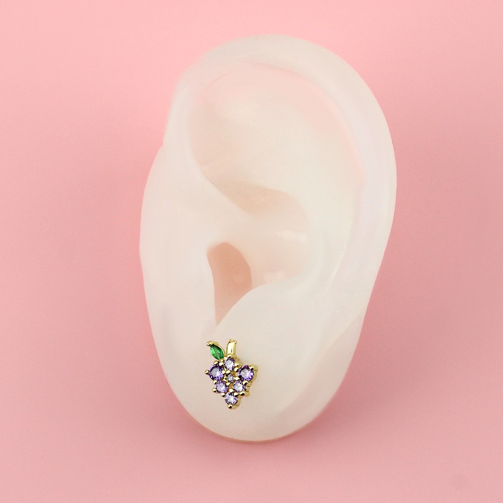 Vineyard Vibes Grapes Stud Earrings - Sour Cherry