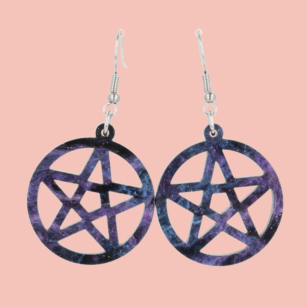 Witching Hour Pentacle Earrings - Sour Cherry