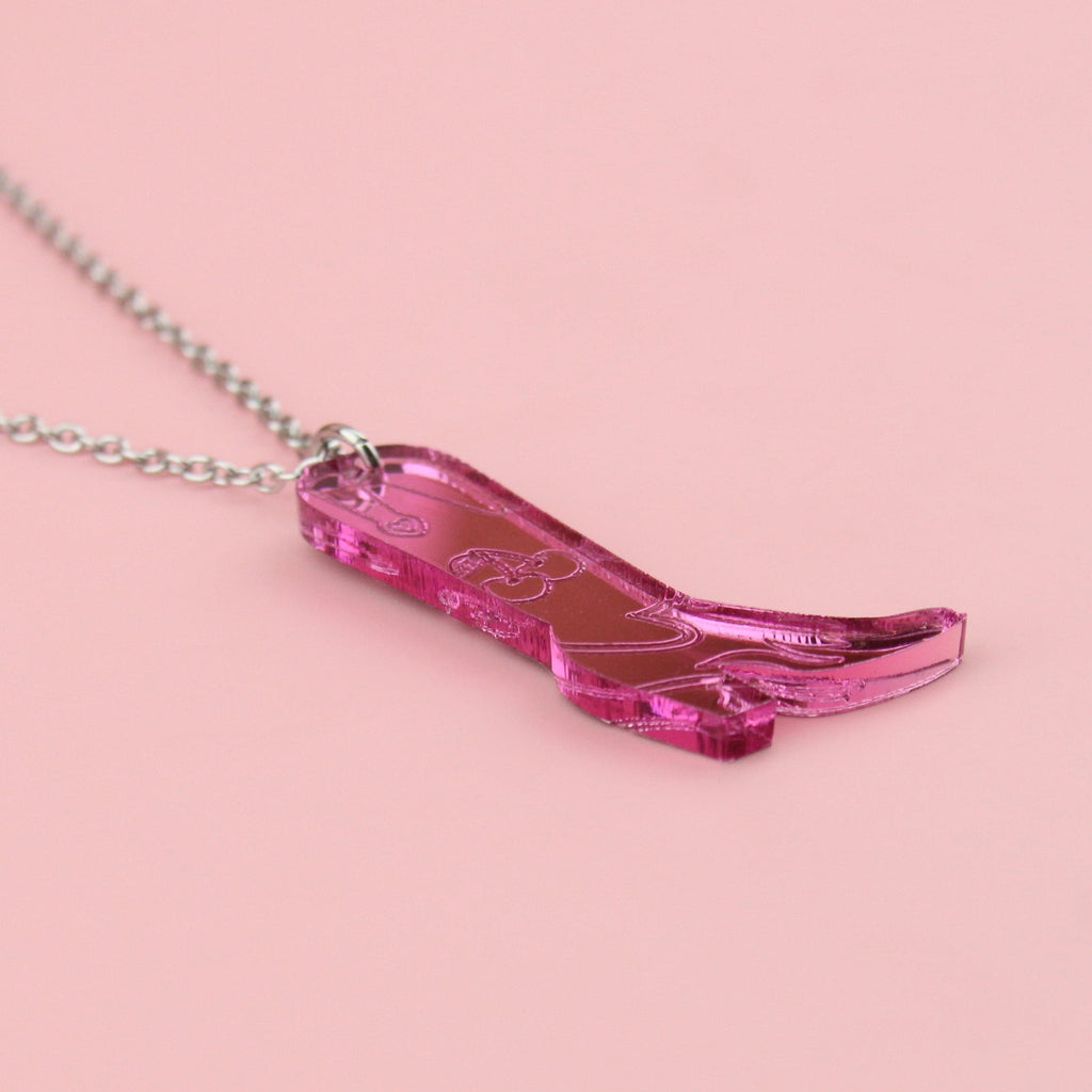 Working 9-5 Pink Cowgirl Boot Necklace - Sour Cherry
