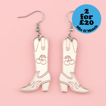 Working 9-5 Rose Gold Cowgirl Boot Earrings - Sour Cherry