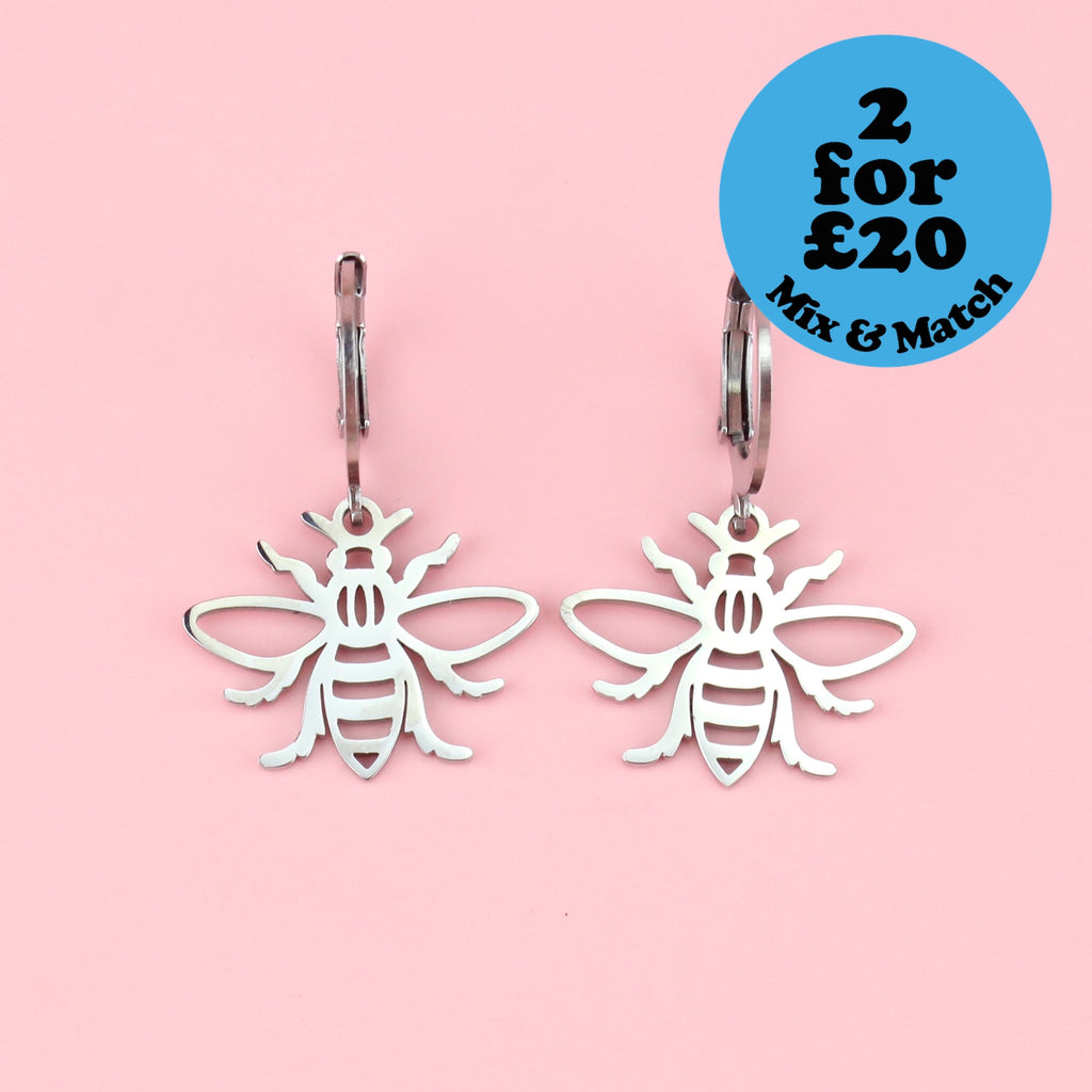 Working Bee Hoop Earrings - Sour Cherry