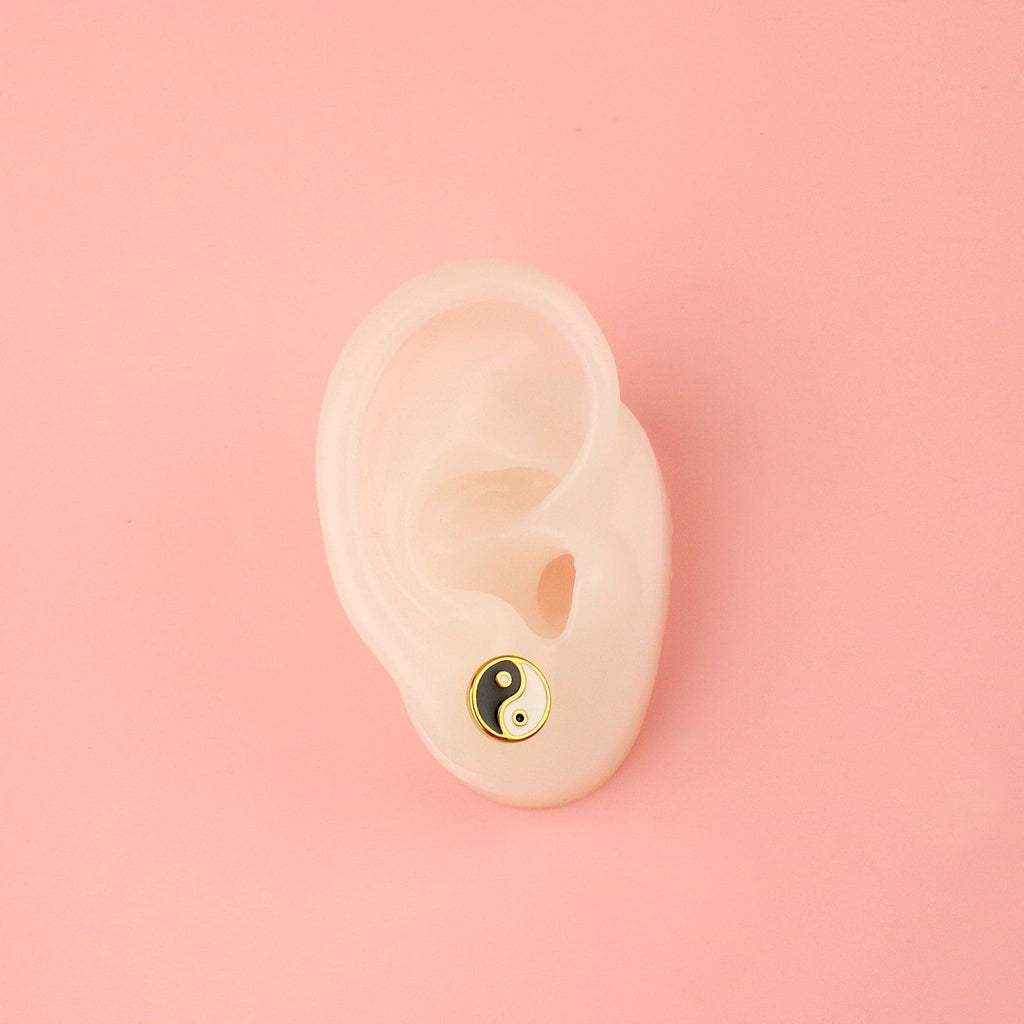 Yin and Yang Stud Earrings (Gold Plated) - Sour Cherry