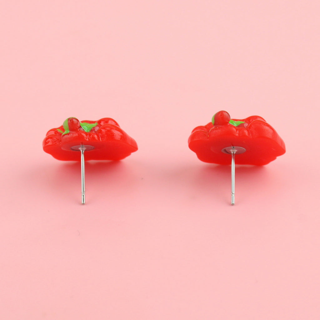 Red Bell Pepper style studs with a stainless steel pin