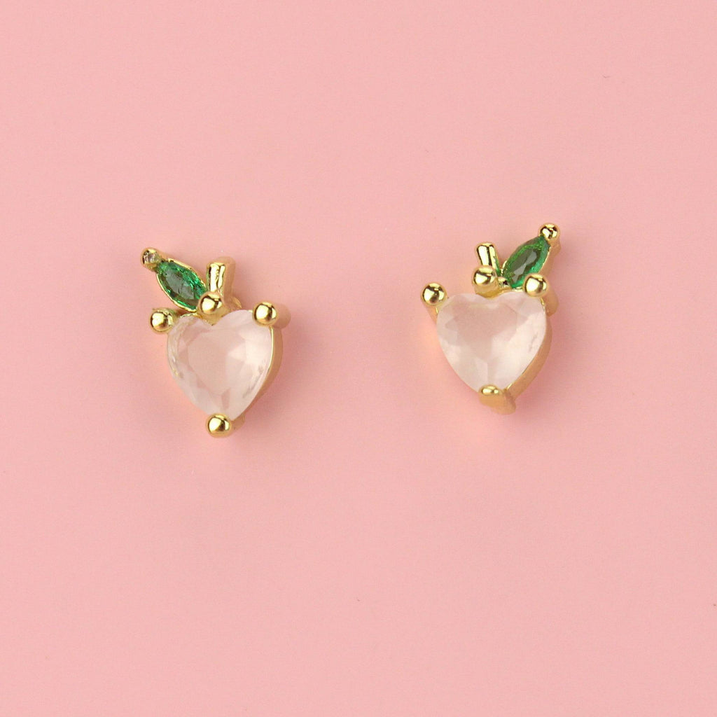 You’ll Always Have A Peach Of My Heart Stud Earrings - Sour Cherry