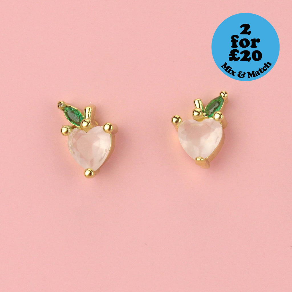 You’ll Always Have A Peach Of My Heart Stud Earrings - Sour Cherry