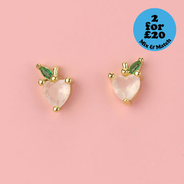 You’ll Always Have A Peach Of My Heart Stud Earrings - Sour Cherry