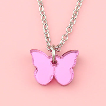 You're my Butterfly, Sugar Baby Necklace (Pink Mirror) - Sour Cherry