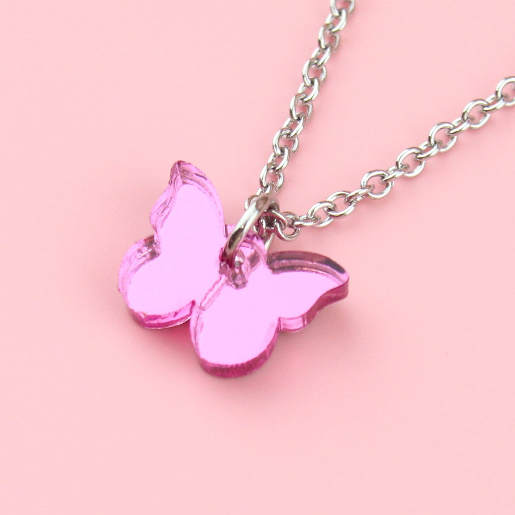 You're my Butterfly, Sugar Baby Necklace (Pink Mirror) - Sour Cherry
