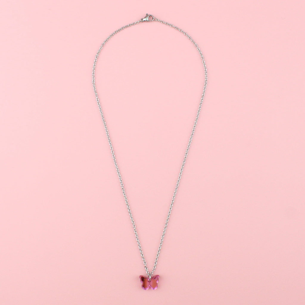 You're my Butterfly, Sugar Baby Necklace (Pink Mirror) - Sour Cherry