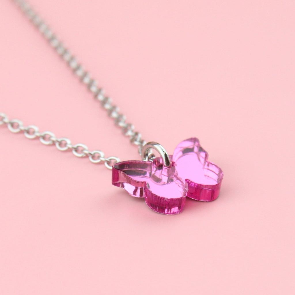 You're my Butterfly, Sugar Baby Necklace (Pink Mirror) - Sour Cherry