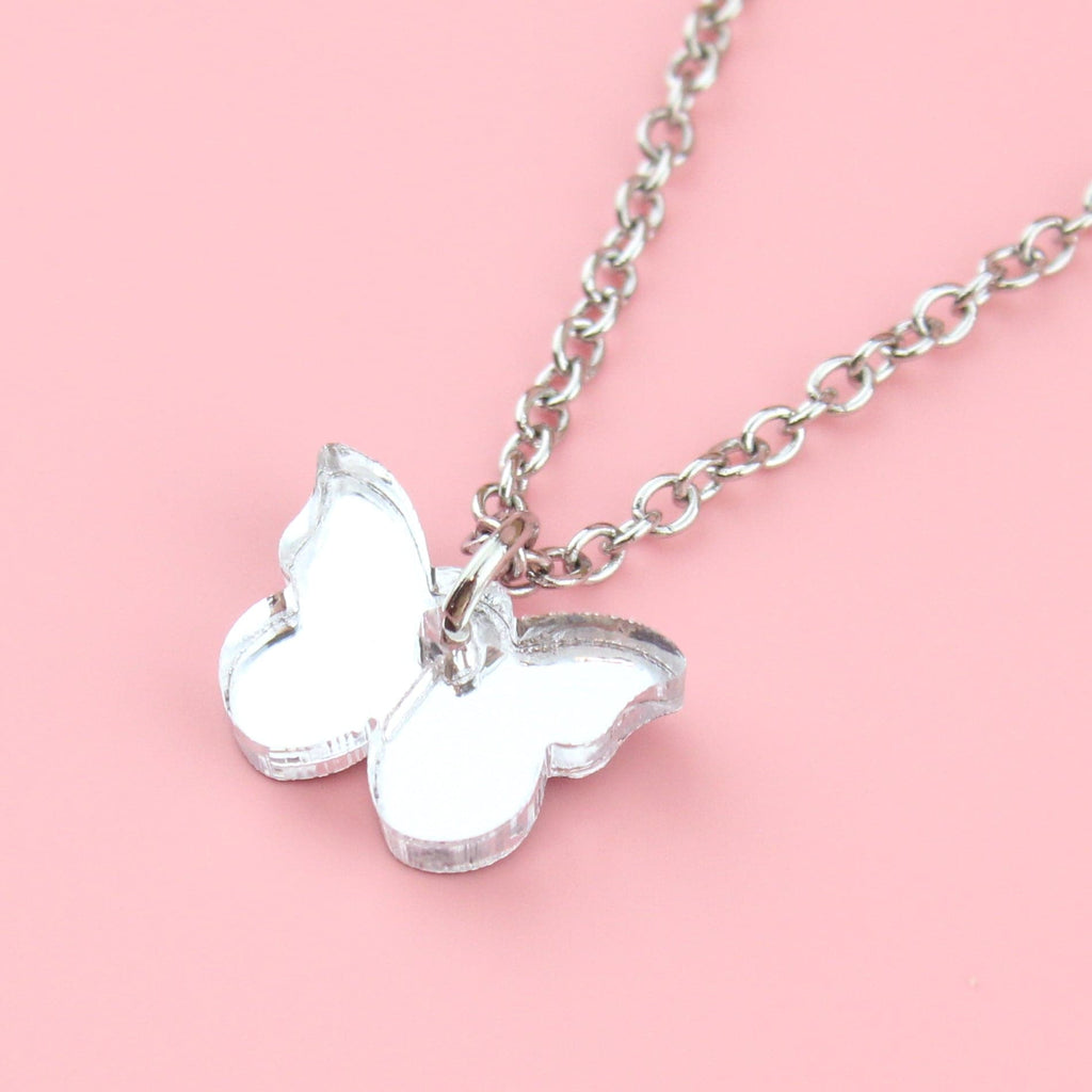 You're my Butterfly, Sugar Baby Necklace (Silver Mirror) - Sour Cherry