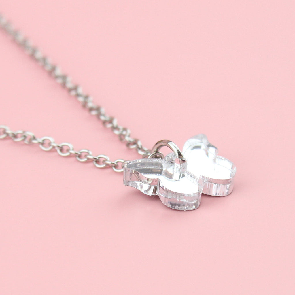 You're my Butterfly, Sugar Baby Necklace (Silver Mirror) - Sour Cherry