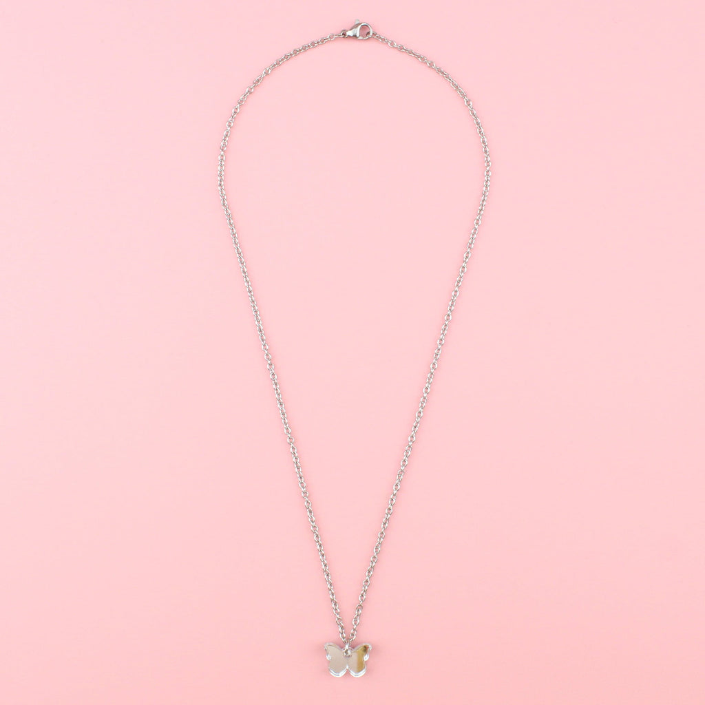 You're my Butterfly, Sugar Baby Necklace (Silver Mirror) - Sour Cherry