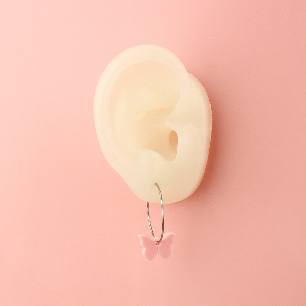 You're My Butterfly, Sugar Baby Hoop Earrings (Baby Pink) - Sour Cherry