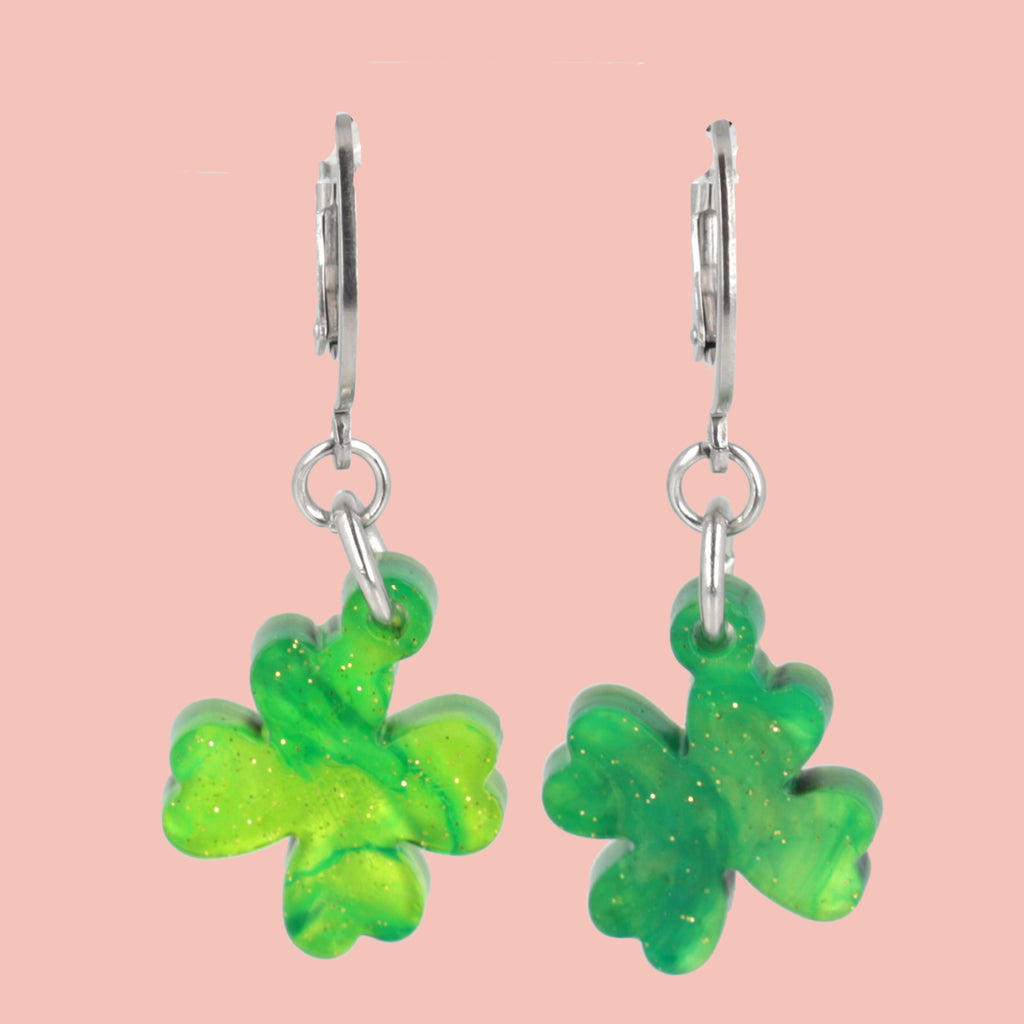 Ain't Over Til It's Clover Hoop Earrings - Sour Cherry