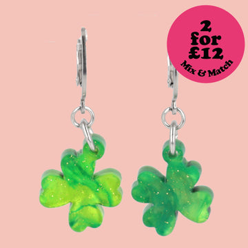 Ain't Over Til It's Clover Hoop Earrings - Sour Cherry