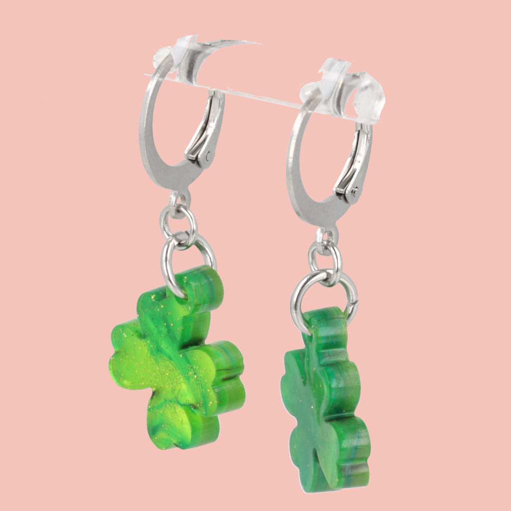 Ain't Over Til It's Clover Hoop Earrings - Sour Cherry