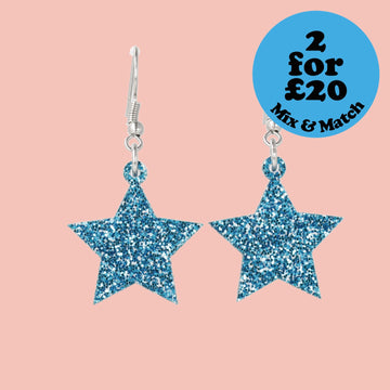 All That Glitters Blue Star Earrings - Sour Cherry
