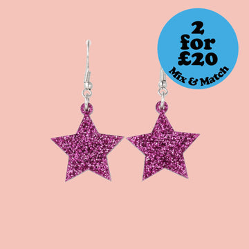 All That Glitters Purple Star Earrings - Sour Cherry