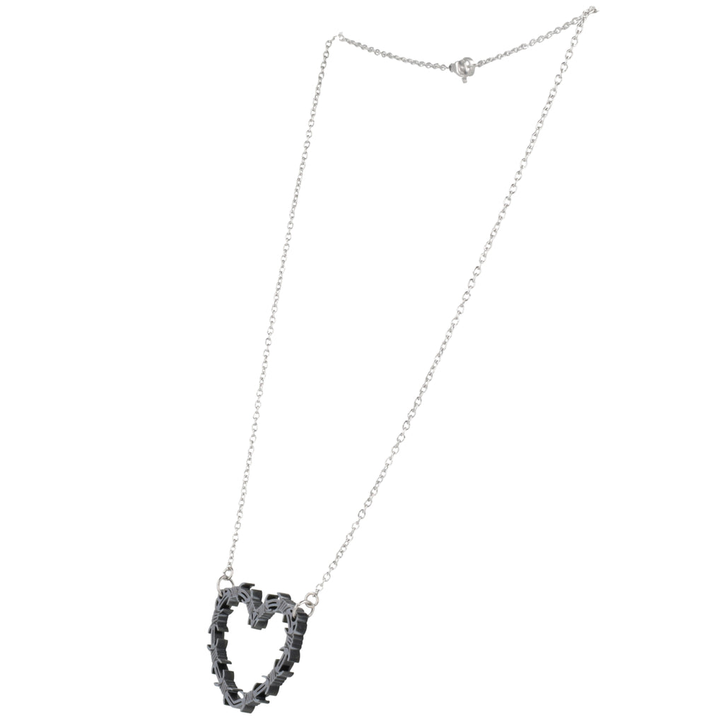Silver Barbed Wire Heart Necklace - Sour Cherry