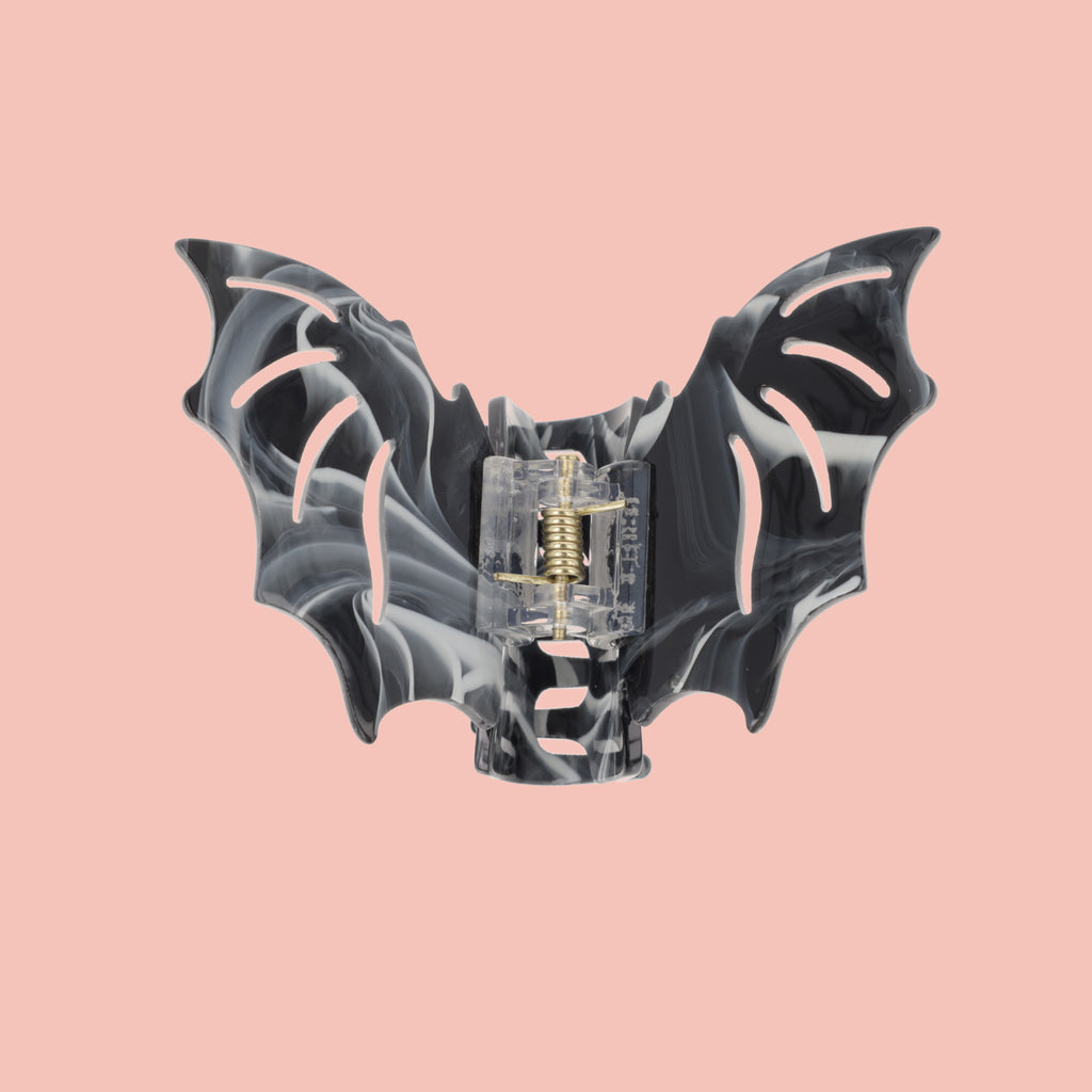 Bat To The Bone Claw Clip - Black and White Marble - Sour Cherry