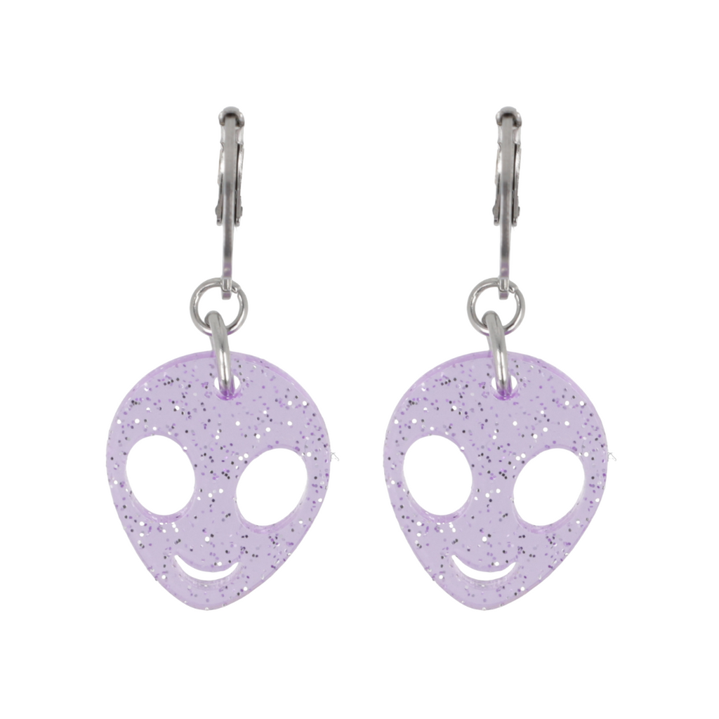 Beam Me Up! Alien Huggie Hoop Earrings - Sour Cherry