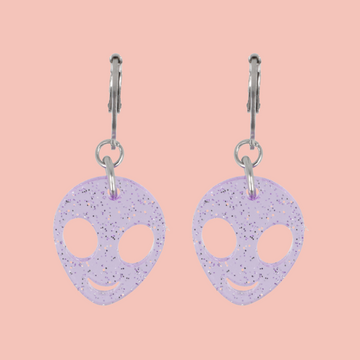 Beam Me Up! Alien Huggie Hoop Earrings - Sour Cherry