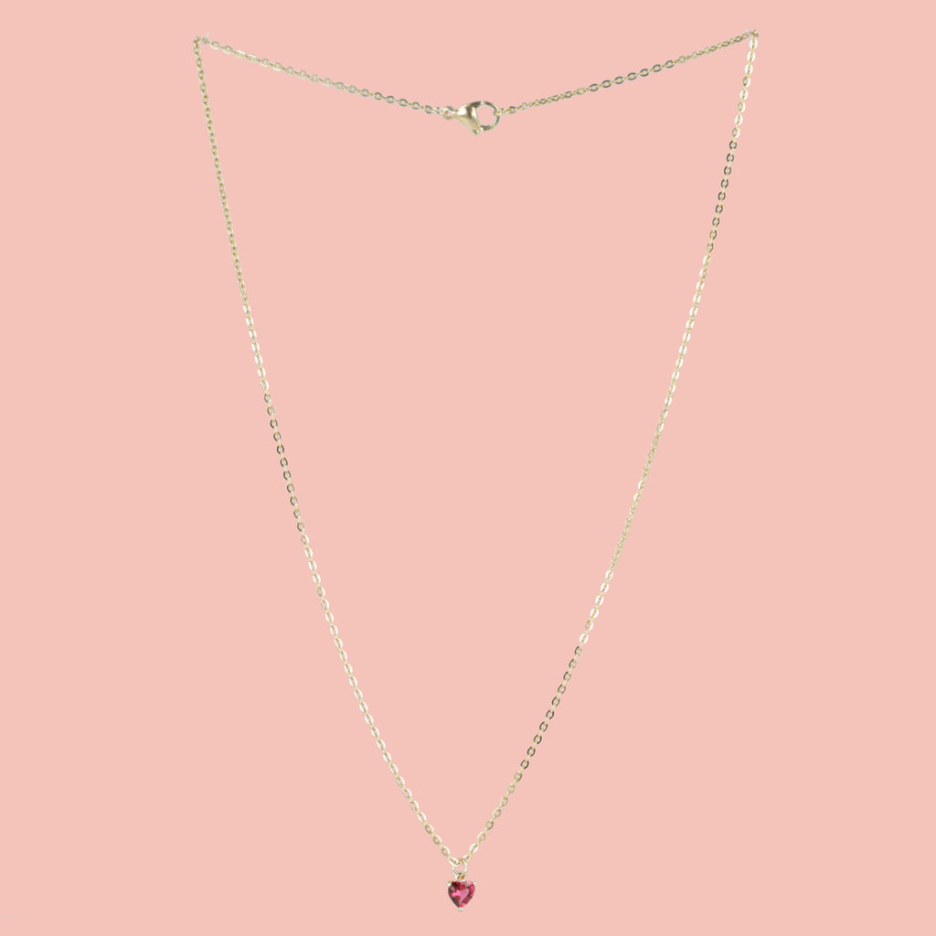 Bejewelled Heart Necklace - Sour Cherry