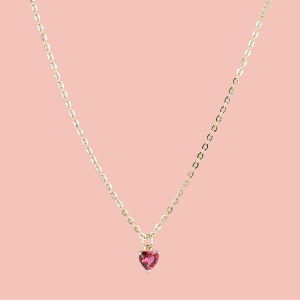 Bejewelled Heart Necklace - Sour Cherry