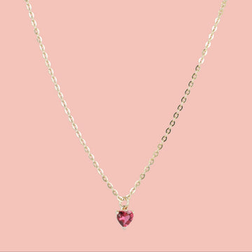 Bejewelled Heart Necklace - Sour Cherry