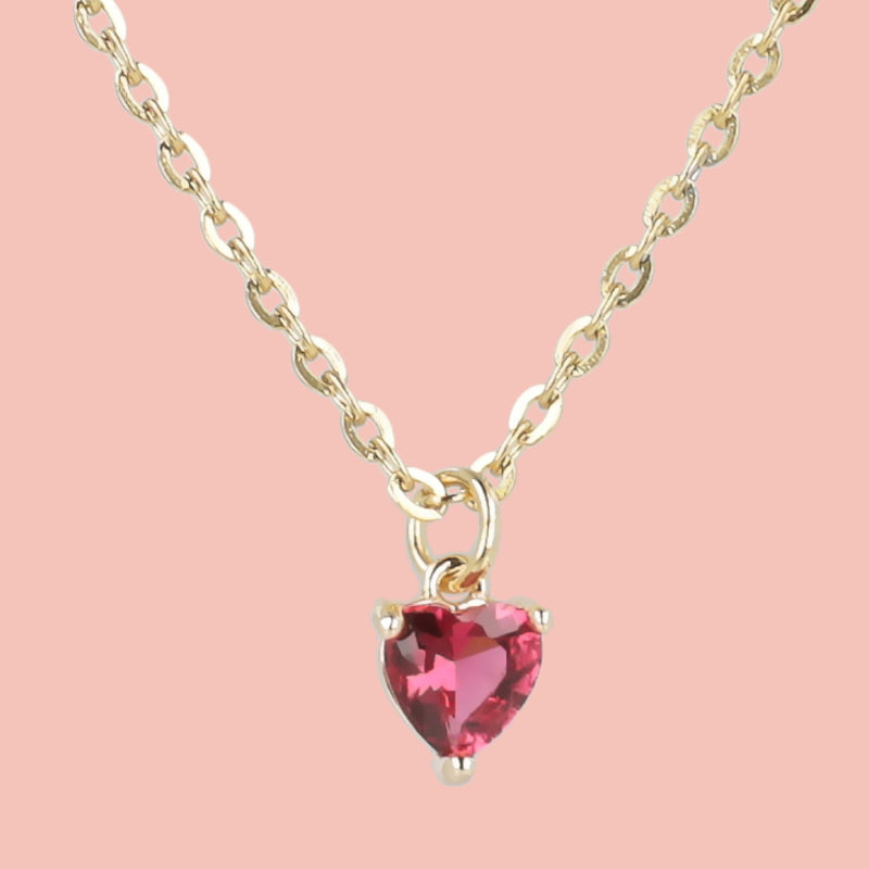 Bejewelled Heart Necklace - Sour Cherry