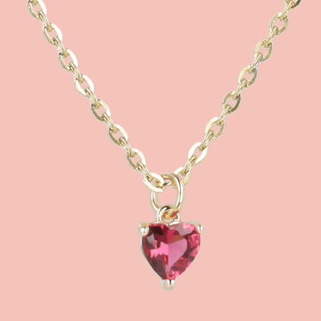 Bejewelled Heart Necklace - Sour Cherry