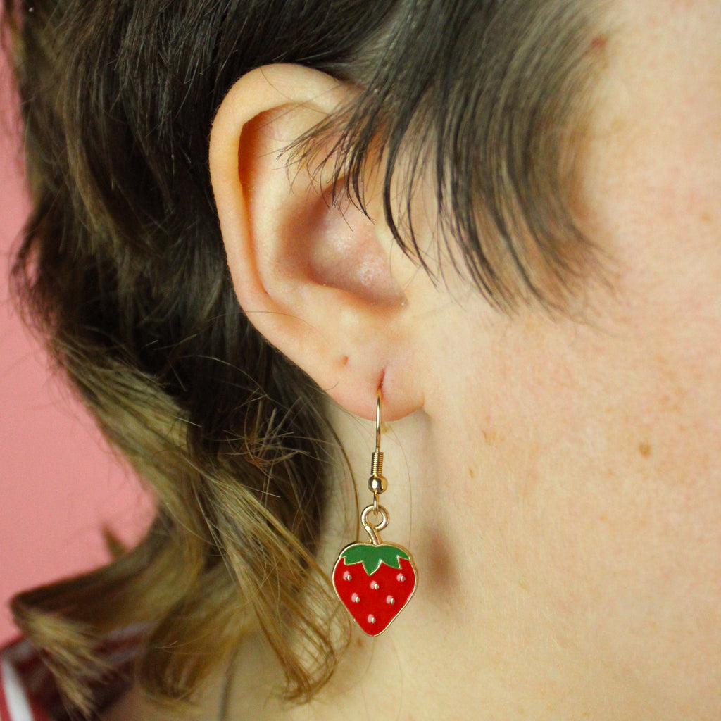 Berry Sweet Strawberry Earrings - Sour Cherry