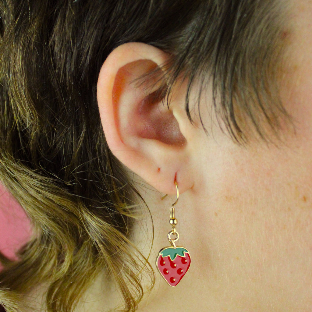 Berry Sweet Strawberry Earrings - Sour Cherry