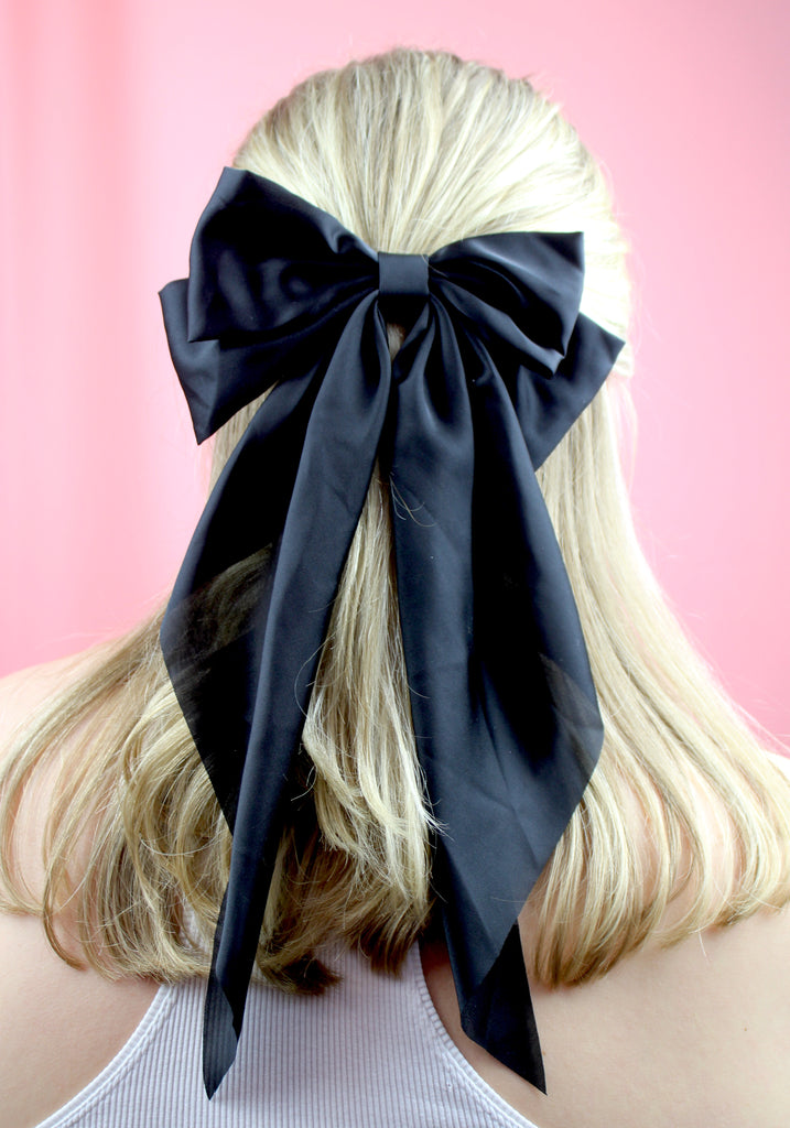 The Bigger The Bow Hair Clip - Black - Sour Cherry