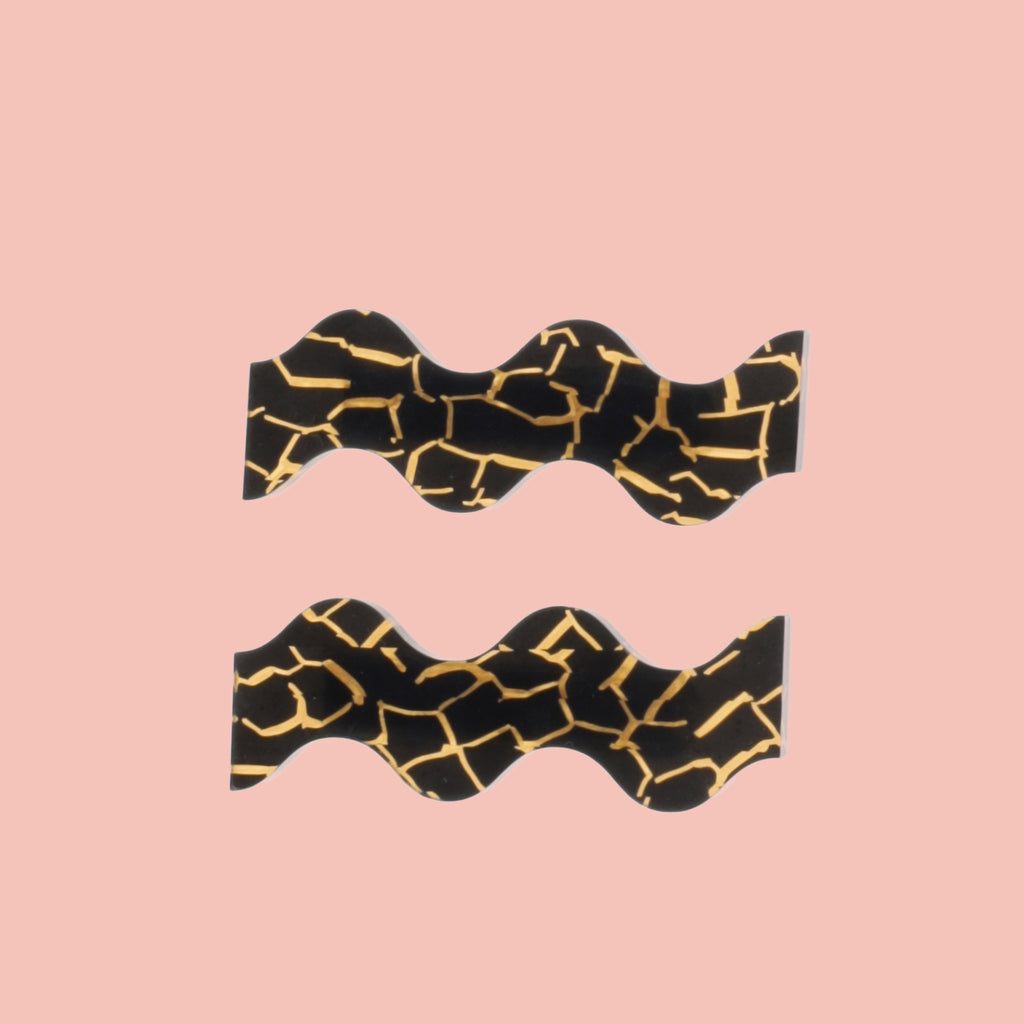Black and Gold Wavy Hair Clips - Sour Cherry